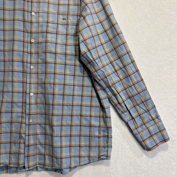 Lacoste Men's Shirt Size 44 XL  Multicolor Plaid Cotton Long Sleeve Button Down - Picture 5 of 15